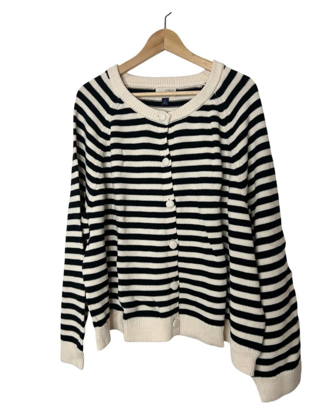 NWT Women's Button-Down Cardigan Sweater - Universal Thread Black Striped 3X